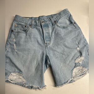 Levi's Light Blue Distressed Jean Shorts